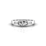 Round Moissanite Double Heart Connected Ring For Wedding Engagement & Mother's day