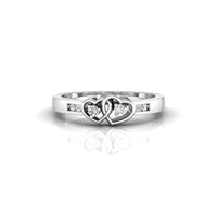 Round Moissanite Double Heart Connected Ring For Wedding Engagement