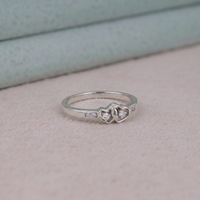 Round Moissanite Double Heart Connected Ring For Wedding Engagement