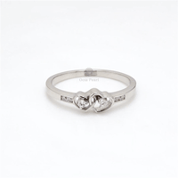 Round Moissanite Double Heart Connected Ring For Wedding Engagement