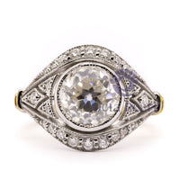 Bezel Set Old European Cut Moissanite Milgrain Art Deco Edwardian Ring