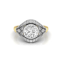 Bezel Set Old European Cut Moissanite Milgrain Art Deco Edwardian Ring