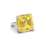 Squared Radiant Yellow CZ Stone Cocktail Solitaire Ring For Women