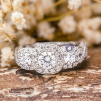 Three-Stone Moissanite Ring With Twisted Shank