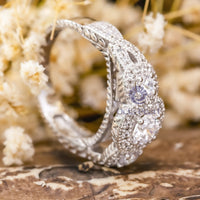 Three-Stone Moissanite Ring With Twisted Shank