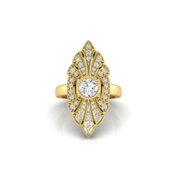 Milgrain Round Cut Moissanite Art deco Vintage Ring For Wedding