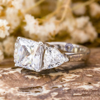 3-Stone Princess-Cut Moissanite Ring