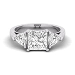 3-Stone Princess-Cut Moissanite Ring in sterling silver