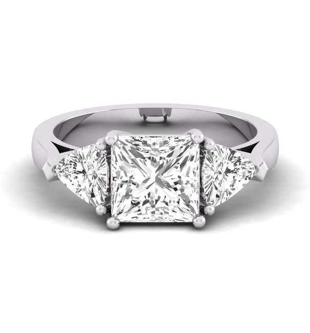 3-Stone Princess-Cut Moissanite Ring in sterling silver