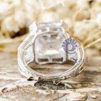 Asscher With Baguette CZ Five Stone Claw Setting Engagement Ring For Ladies