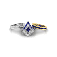 Kite Shape Stackable Bridal Ring Set silver with gold