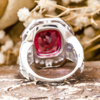 Pink Cushion Cut CZ Stone Bezel Milgrain Bezel Set Vintage Style Ring