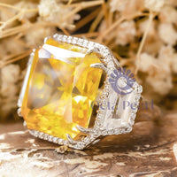 Yellow Three-Stone Cocktail Wedding Ring