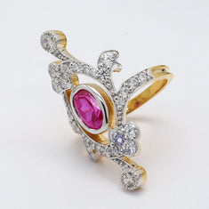Pink CZ Vintage-Style Nouveau Ring For Women - alternate view