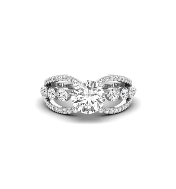 Round Cut Moissanite Unique Shank Wedding Anniversary Gift Ring