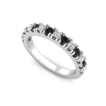 Black & White Round Cut CZ Stone Half Eternity Engagement Wedding Band