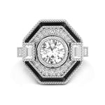 Old European Cut CZ Stone Geometric Bezel Set Art Deco Engagement Ring