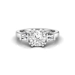 Five Stone Engagement Ring with Cushion & Baguette Cut CZ