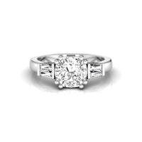 Five Stone Engagement Ring with Cushion & Baguette Cut CZ