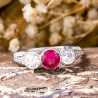 Pink Vintage style Wedding Ring