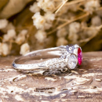 Pink Vintage style Wedding Ring