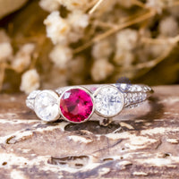 Pink Vintage style Wedding Ring