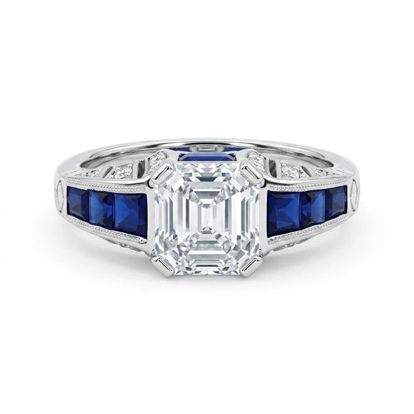 Asscher Cut CZ Vintage Inspired Engagement Ring