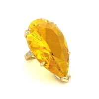 Huge Citrine Pear Cut CZ Stone Party Wear Ring For Women