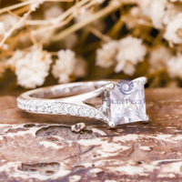 Princess Cut Moissanite Split Shank Engagement Or Christmas Gift Ring