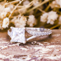 Princess Cut Moissanite Split Shank Engagement Or Christmas Gift Ring