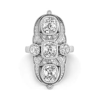 Round Cut Moissanite Bezel Set Milgrain Art Deco Vintage Engagement Ring