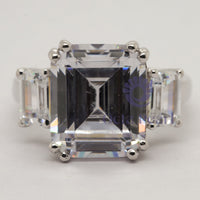 3 Stone Emerald Cut Wedding Ring