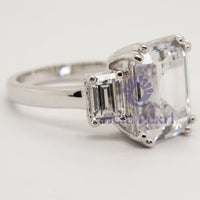 3 Stone Emerald Cut Wedding Ring