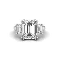 3 Stone Emerald Cut Wedding Ring