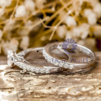 Round Moissanite Wedding Bridal Ring Set In 14K Gold