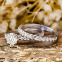 Round Moissanite Wedding Bridal Ring Set In 14K Gold