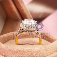 Antique Round Moissanite Octagon Shape Art Deco Engagement Ring