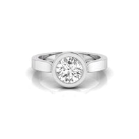 Round Cut Moissanite Bezel Set Solitaire Engagement Ring For Women