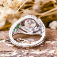 Round Or Green Baguette Cut CZ Stone Vintage Art Deco Wedding Ring For Women