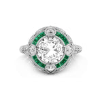 Green Baguette CZ Stone Vintage Art Deco Engagement Or Anniversary Gift Ring