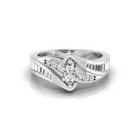 Channel-Set Bypass Shank Engagement Ring Marquise & Baguette Cut CZ Stones