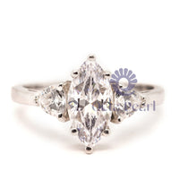 Marquise & Trillion Cut Moissanite Three Stone Engagement Ring For Women