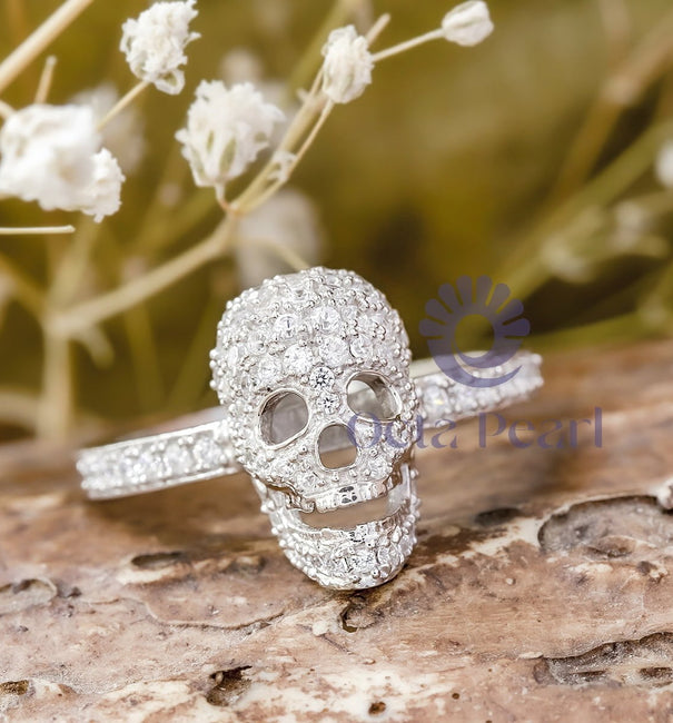 Silver Skull Diamond Ring unisex