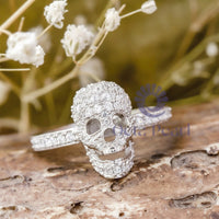 Silver Skull Diamond Ring unisex