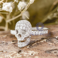 Silver Skull Diamond Ring