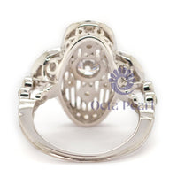 Round Cut Moissanite Milgrain Wire Work Filigree Clover Shape Art Deco Ring