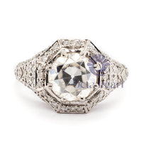 Old European-Cut Octagon Shape Halo Filigree Ring