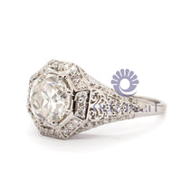 Old European-Cut Octagon Shape Halo Filigree Ring