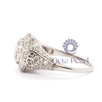 Old European-Cut Octagon Shape Halo Filigree Ring