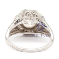 Old European-Cut Octagon Shape Halo Filigree Ring